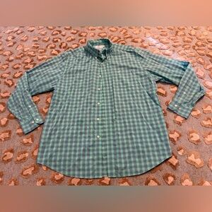 Southern Tide Teal with Blue and Yellow Plaid Performance Button Down Shirt